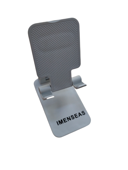 IMENSEAS Collapsible Bracket, Phone Stand for Desk, Foldable Portable Adjustable Cell Phone Holder, Sturdy Mobile Stand Hand Metal Desktop Phone Stand (White)